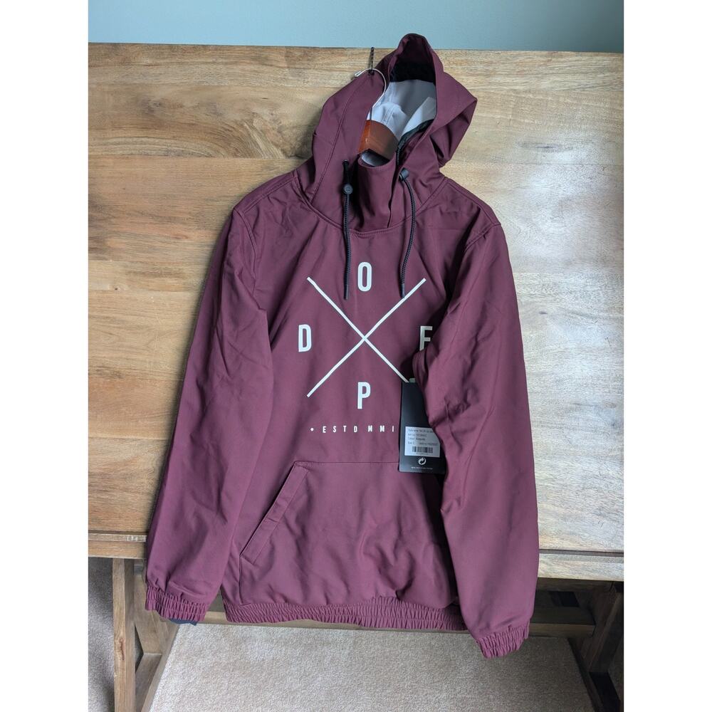 NWT Dope Snow Yeti Snowboard Jacket Mens S Burgundy Lightweight Hooded Pullover